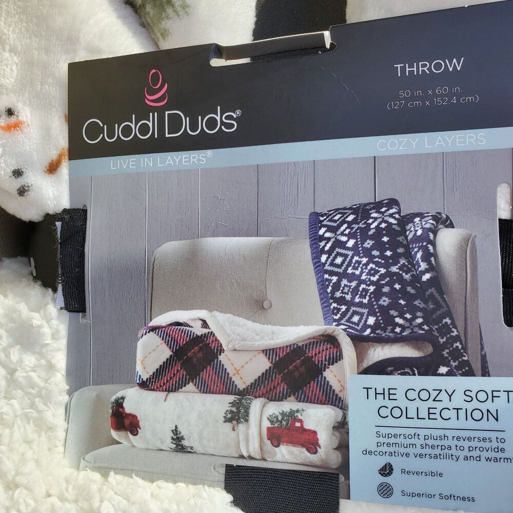 CUDDL Duds Sherpa Snowman Throw Blanket 50 x 60 NEW